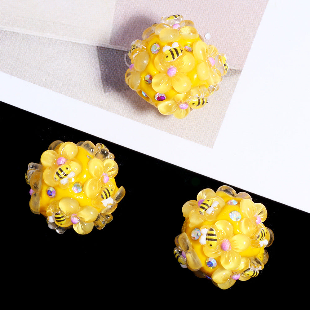 Wholesale 10pcs Polymer clay bee straight hole loose beads beaded DIY accessories